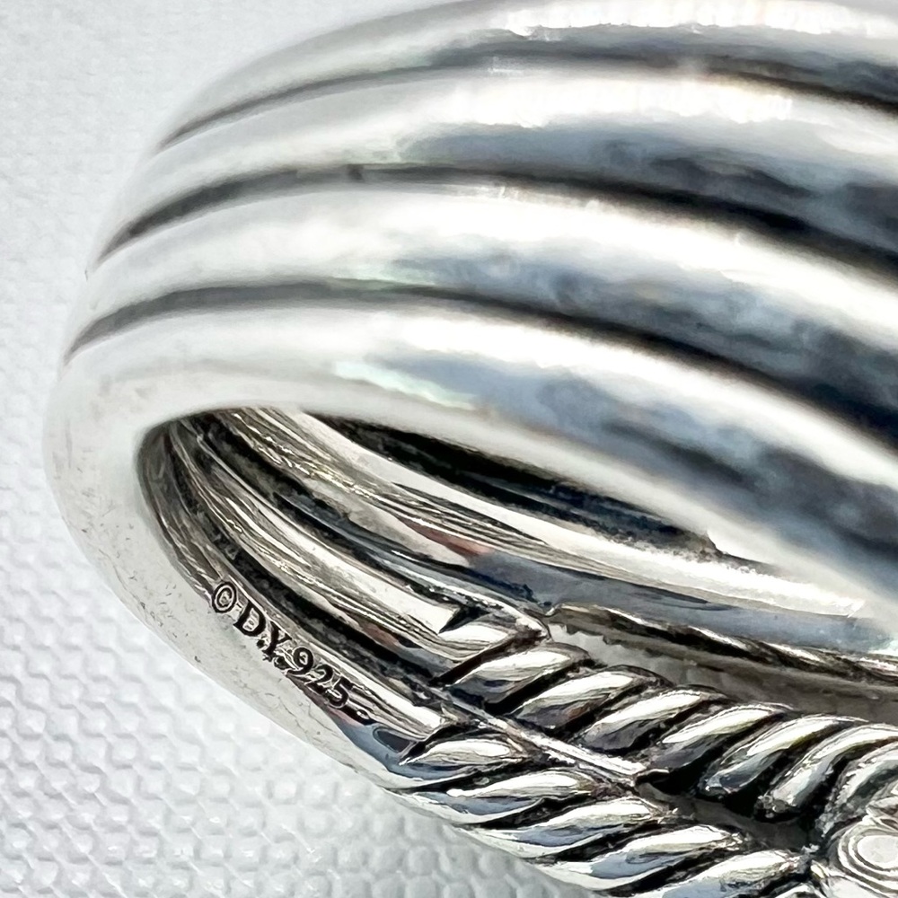 David Yurman Sterling Silver Double Loop Labyrinth Diamond Ring - Picture 14 of 15